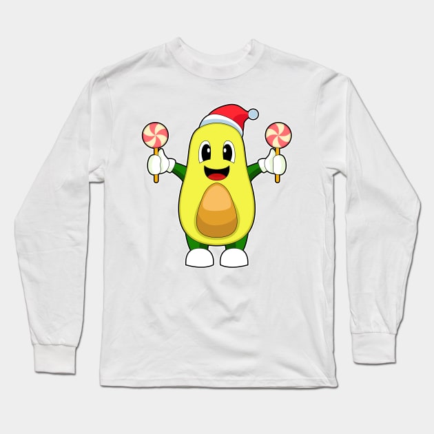 Avocado Christmas Lollipop Long Sleeve T-Shirt by Markus Schnabel